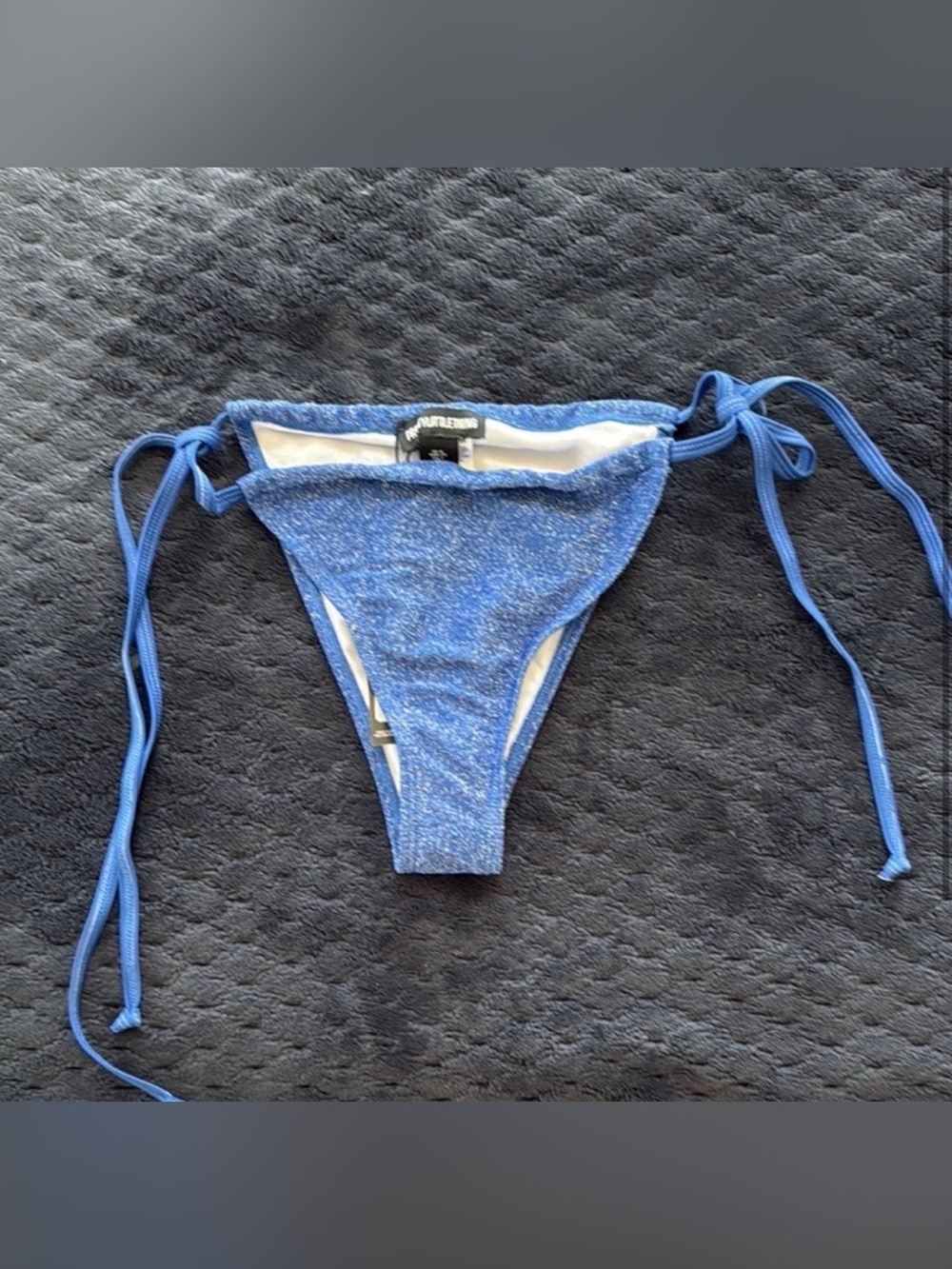 PrettyLittleThing Blue Sparkle Tie-Side Bikini Bottom NWT Size 2